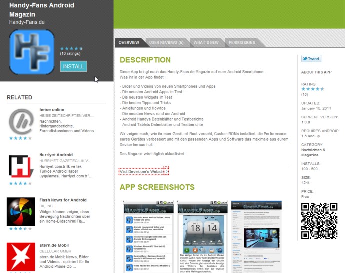 Die neue Android Market Webseite