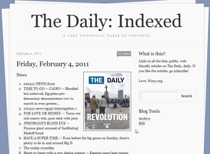 The Daily : Indexed Screenshot