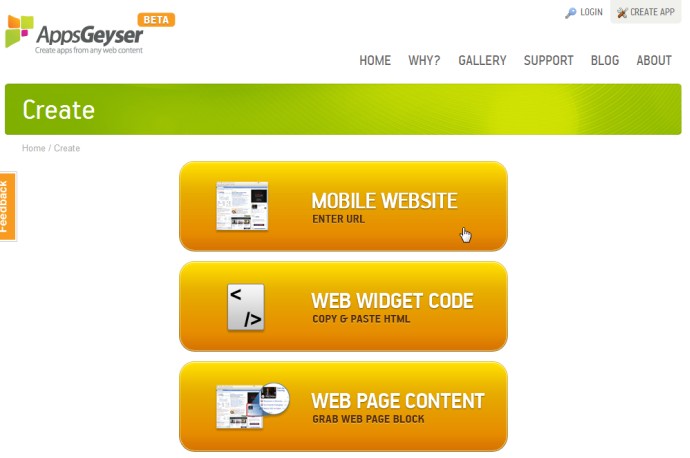 Erstellen einer App aus einer beliebigen Webseite mit AppsGeyser