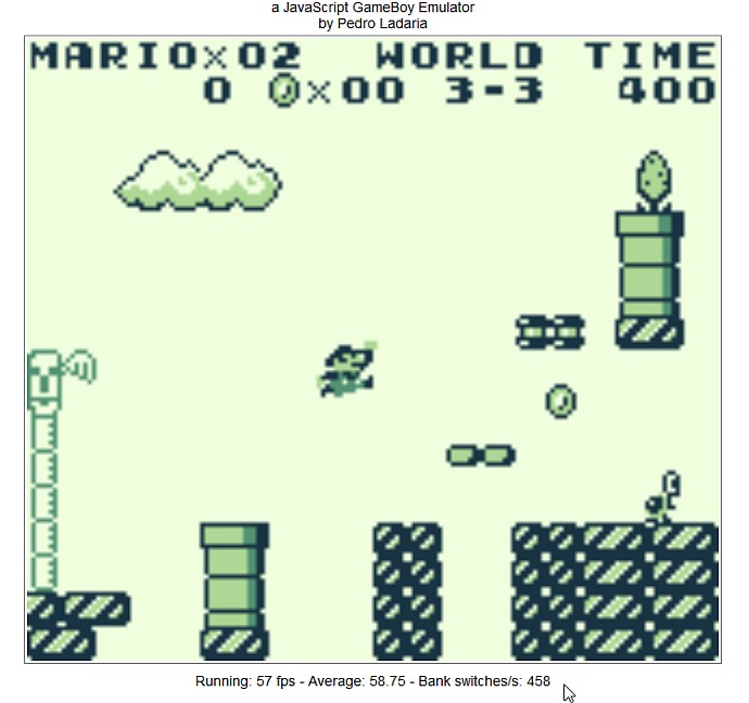 Screenshot GameBoy Emulator im Webbrowser