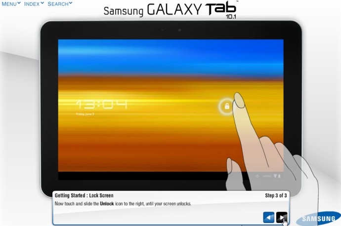 Screenshot der Samsung Seite