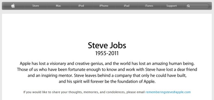 Steve Jobs ist tot - Quelle Apple