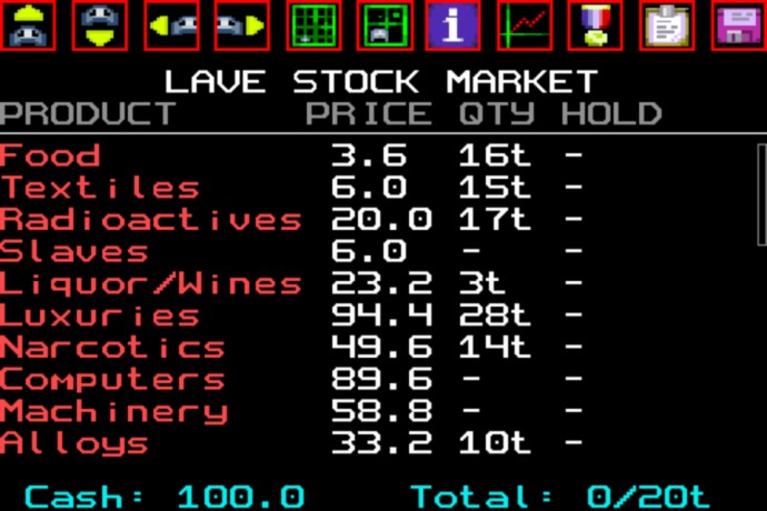 Screenshot vom Spielklassiker Elite auf dem iPhone