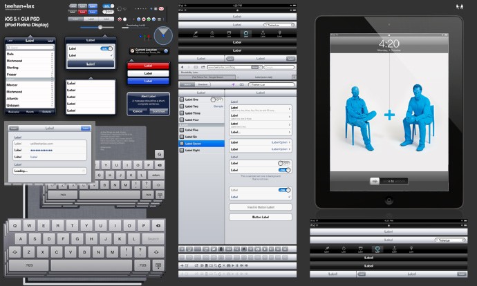 iPad GUI PSD-Datei von teehanlax.com
