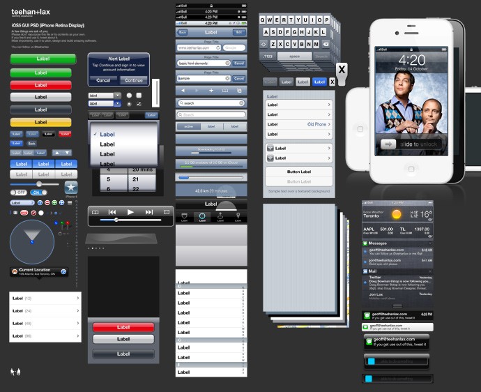 iPhone GUI PSD-Datei von teehanlax.com